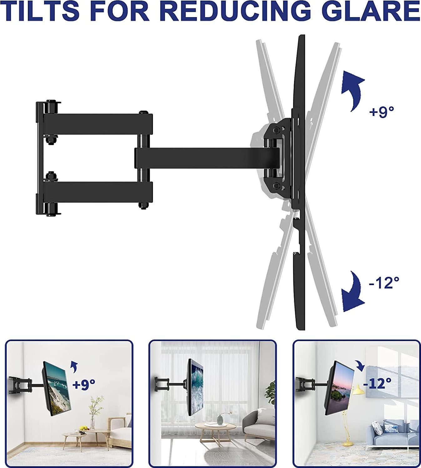 furduzz, TV Wall Mounts TV Bracket for Most 26-55 Inch Flat Curved Screen, Full Motion TV Mount Bracket with Swivel Articulating Dual Arms Extension Tilt Rotation, Max VESA 400x400mm, 99 LBS Loading