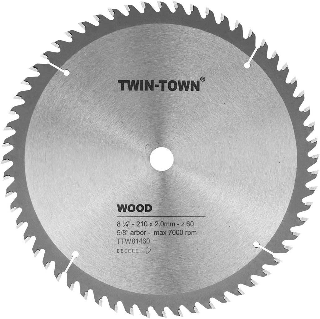 TWIN-TOWN, TWIN-TOWN 8-1/4-Inch Saw Blade, 60 Teeth,General Purpose for Soft Wood, Hard Wood, Chipboard and Plywood, 5/8-Inch DMK Arbor