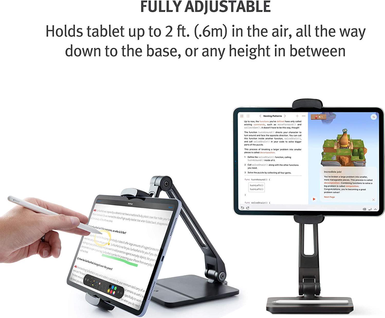 Twelve South, Twelve South HoverBar Duo for iPad / iPad Pro/Tablets | Adjustable Arm with Weighted Base and Surface Clamp Attachments for Mounting iPad