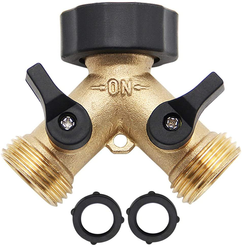 Twinkle Star, Twinkle Star Garden Hose Splitter 2 Way, Y Connector Brass Garden Hose Adapter