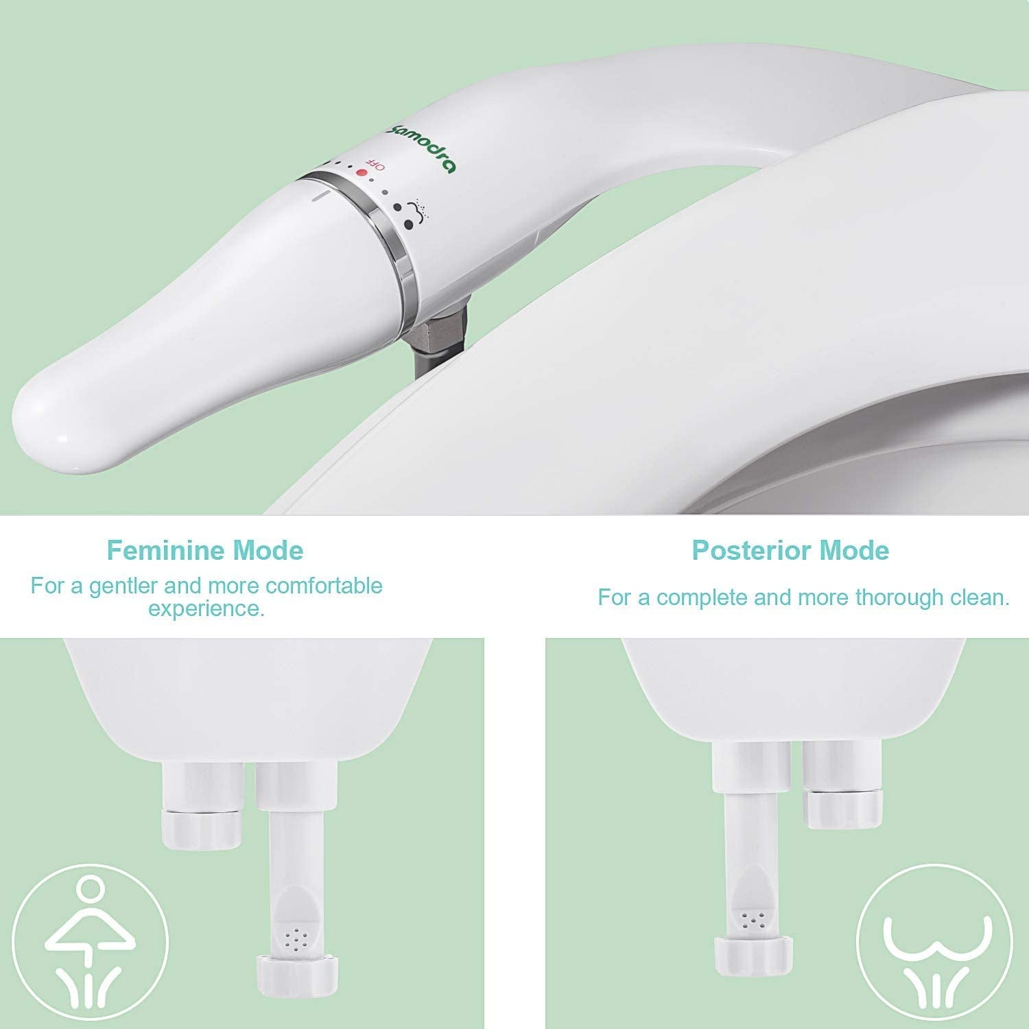 secretgreen.com.au, Ultra-Slim Bidet Attachment, Home Bidet Retractable Self-Cleaning Dual Nozzles for Frontal & Rear Wash, Fresh Water, Water Pressure Control, Non-Electric Quick Installation, Brass Inlet and Internal Valve