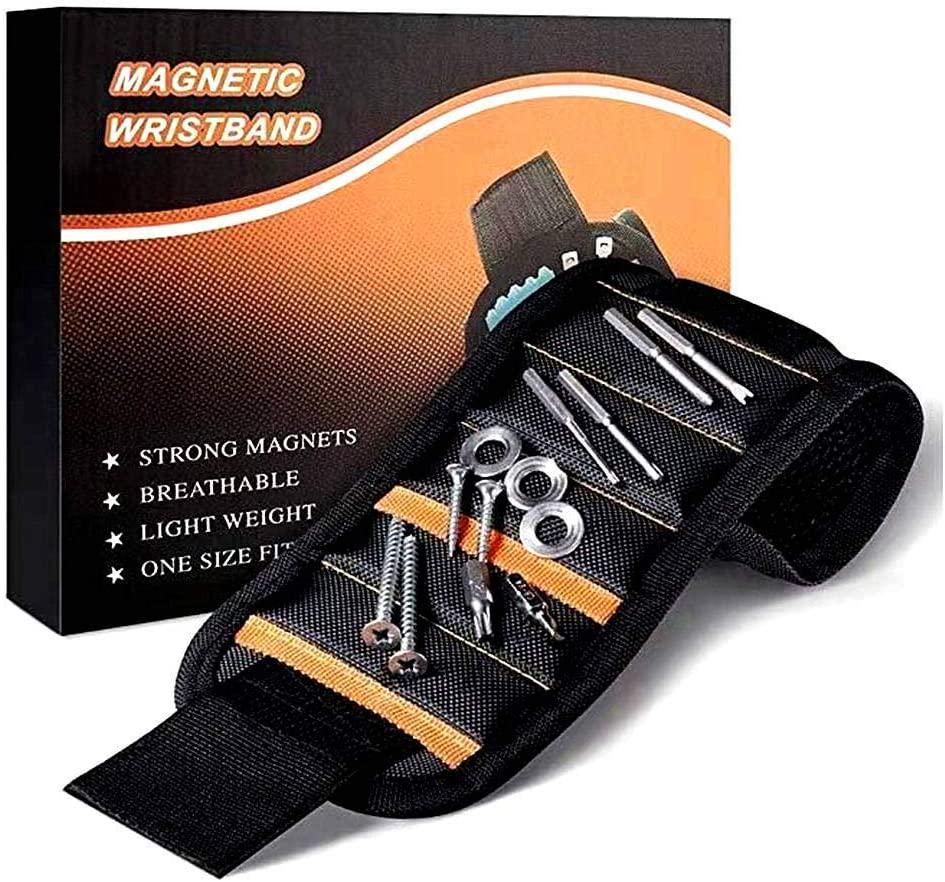 BYETOO, [Upgrade] BYETOO Magnetic Wristband with 2 Pockets,Tool Belt with 15 Strong Magnets,for Holding Screws,ails,Drill,Bits,Best Unique Men,Women,DIY Handyman,Carpenters,Father/Dad,Husband,Boyfriend,Women