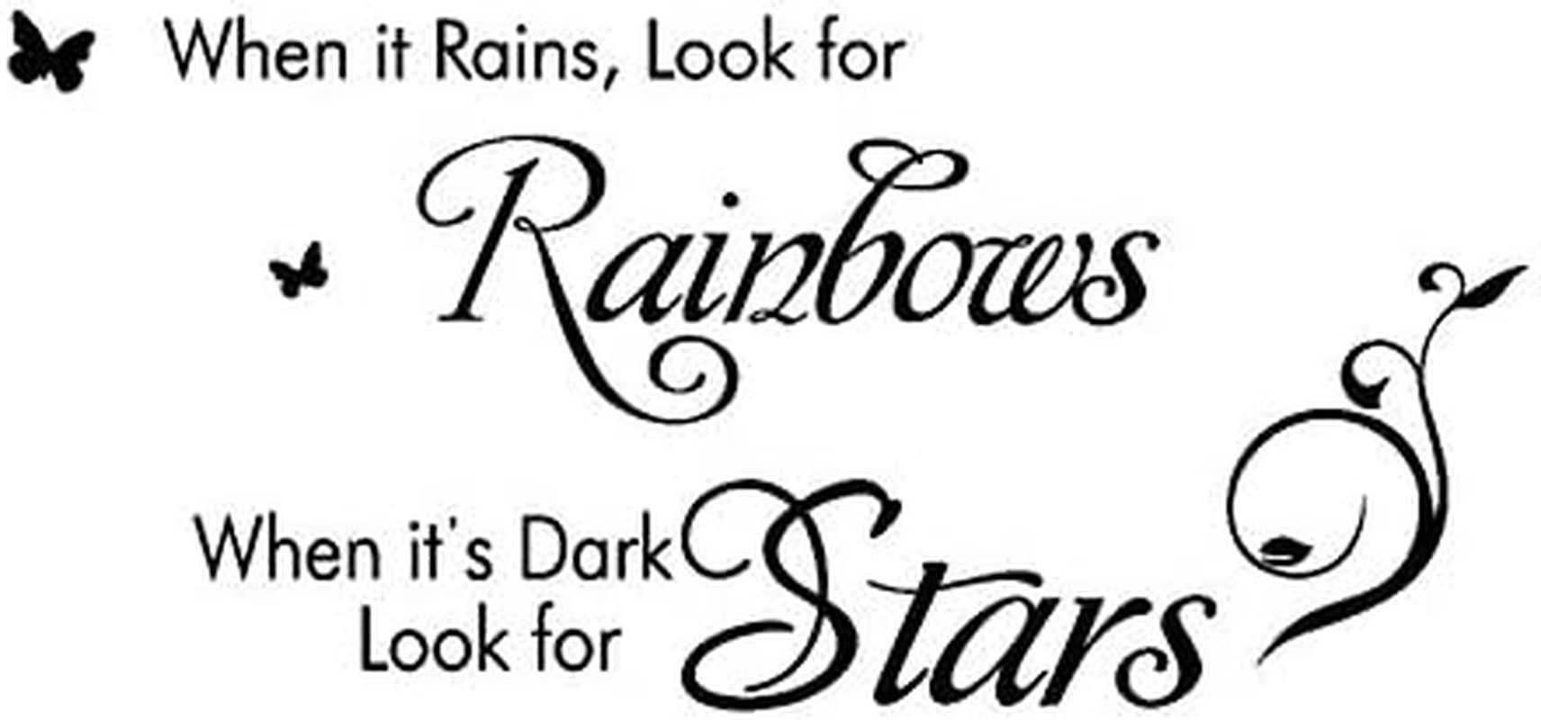 COLEEY, When It Rains Look for Rainbows When It'S Dark Look for Stars,Wall Sticker Motivational Wall Decals,Family Inspirational Wall Stickers Quotes