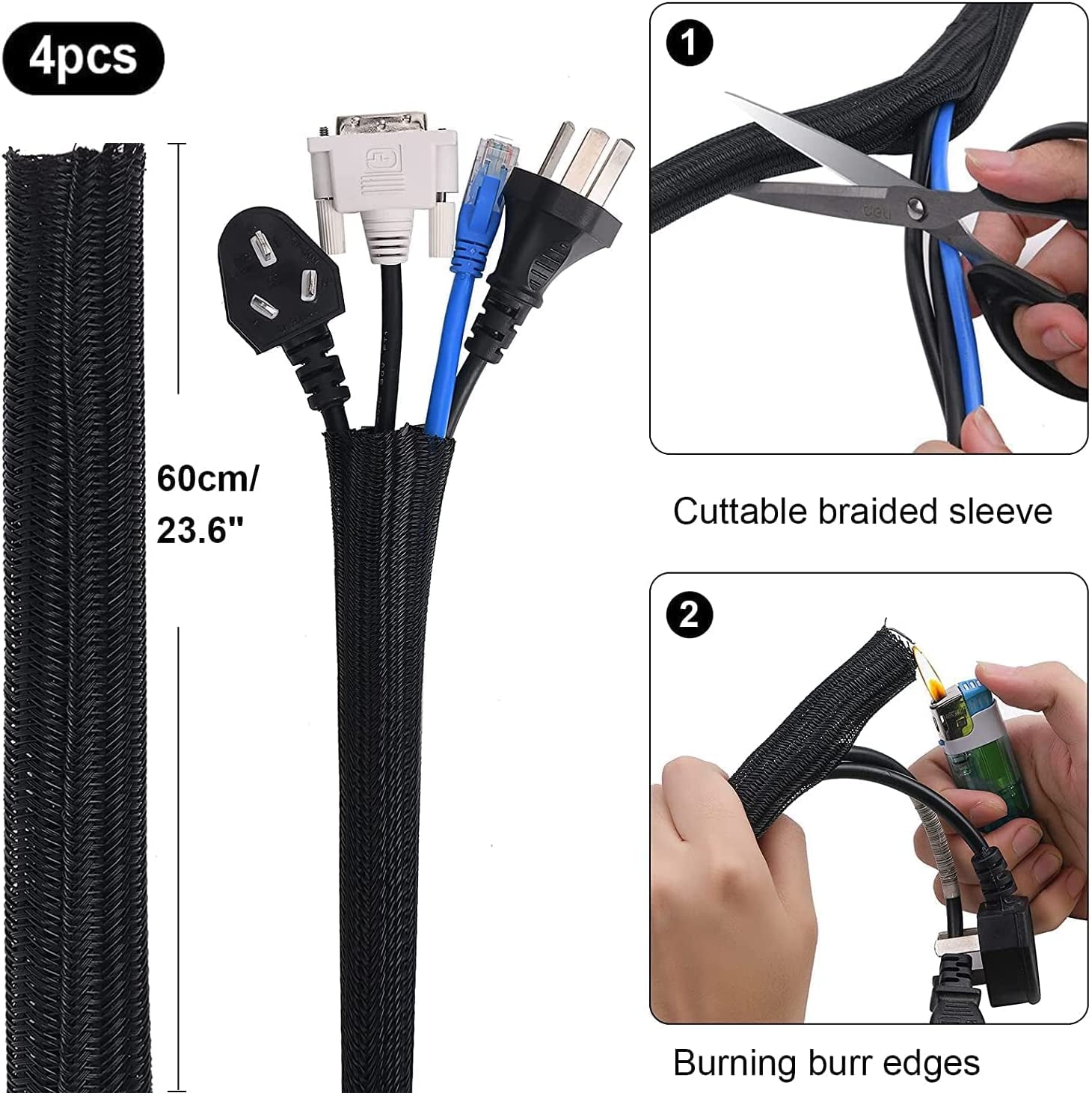 secretgreen.com.au, ® 134Pcs Cable Management Kit, 4 Tubing Cable Sleeve, 3 Silicone Cable Holder, 10+2 Roll Cable Organizer Straps, 15 Large Cord Clips and 100 Wire Fastening Ties for TV PC under Desk Home Office